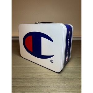 Champion Brand Metal Lunchbox Work School Picnic Tin Tote Handle VAULTED
